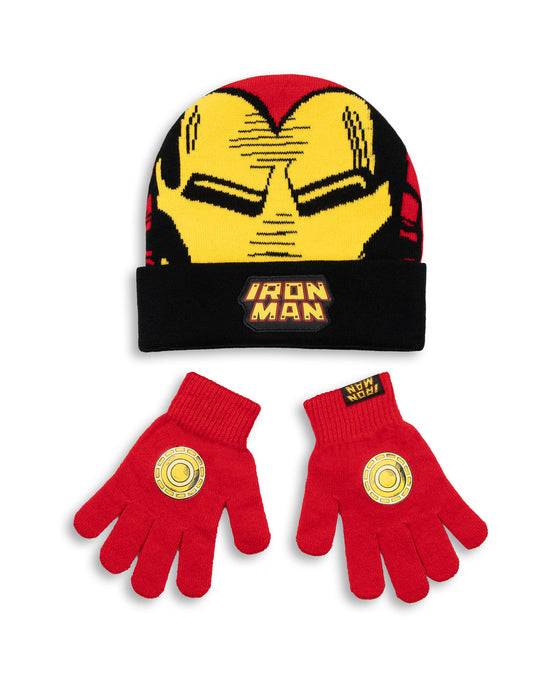 Marvel Ironman Boys Red Beanie and Gloves Set