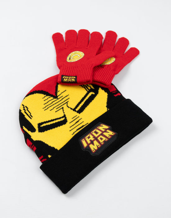 Marvel Ironman Boys Red Beanie and Gloves Set