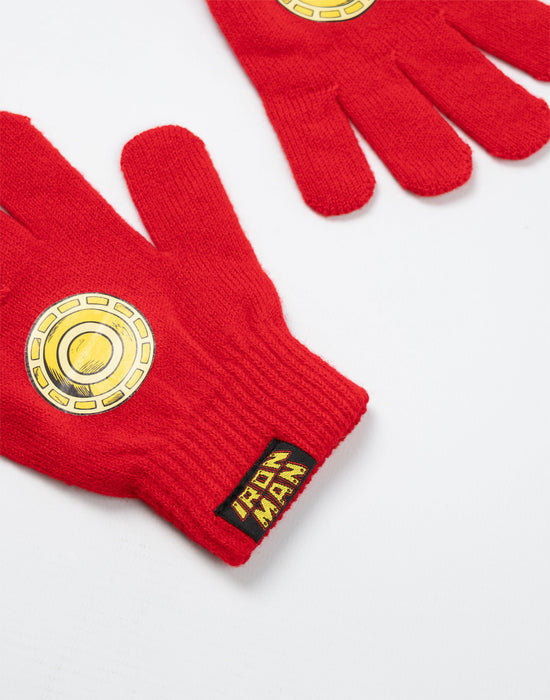 Marvel Ironman Boys Red Beanie and Gloves Set