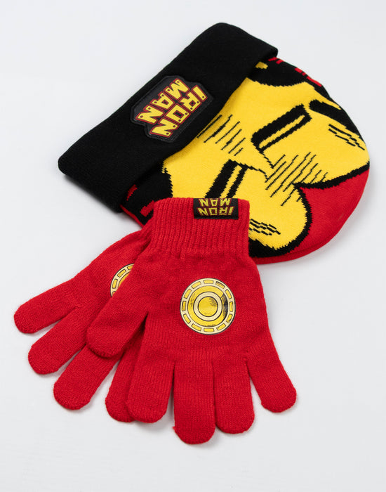 Marvel Ironman Boys Red Beanie and Gloves Set