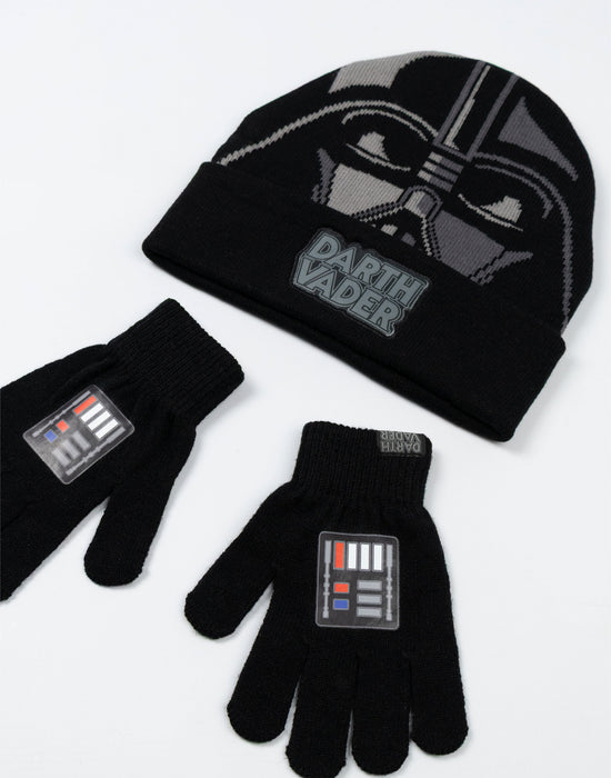 Star Wars Darth Vader Boys Black Beanie and Gloves Set