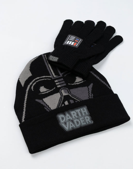 Star Wars Darth Vader Boys Black Beanie and Gloves Set