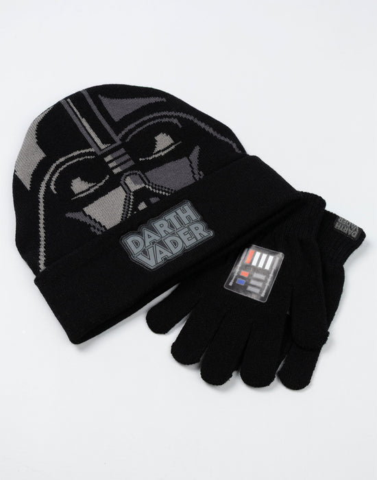 Star Wars Darth Vader Boys Black Beanie and Gloves Set