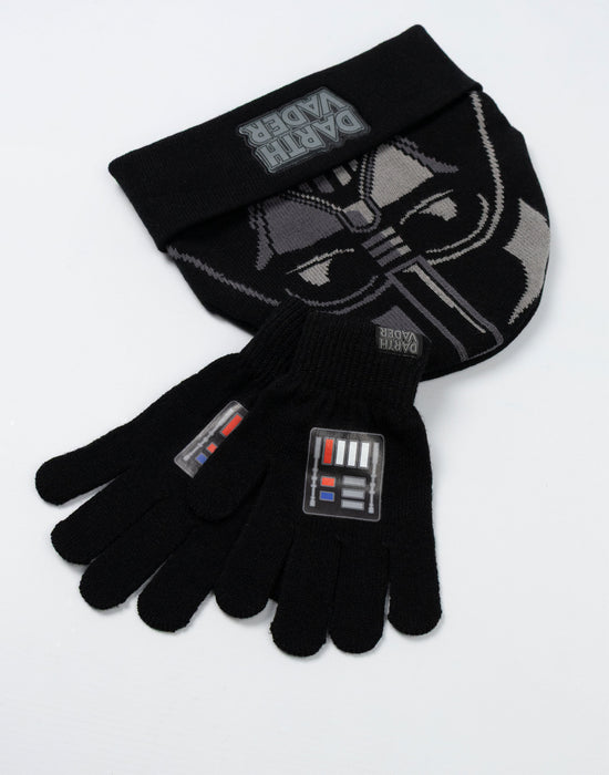 Star Wars Darth Vader Boys Black Beanie and Gloves Set