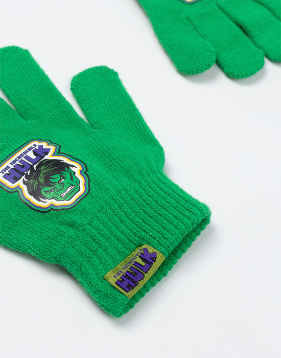 Marvel Hulk Boys Green Beanie and Gloves Set