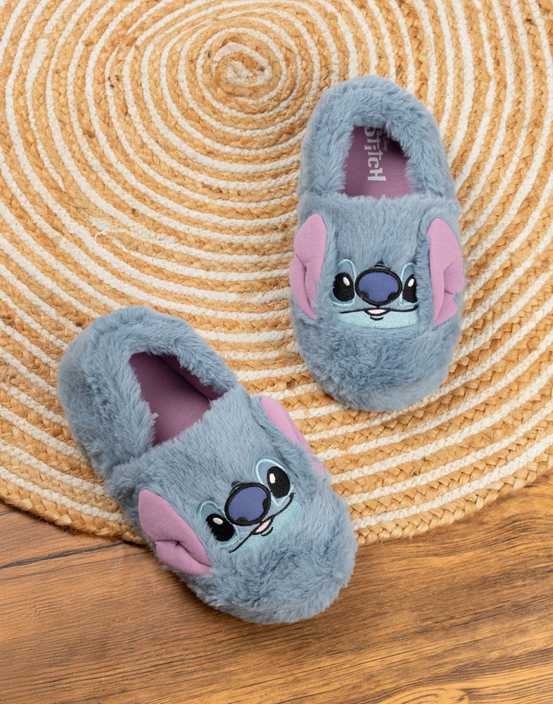 Lilo & Stitch Character Face Girls Blue Slip On Loafer Slippers