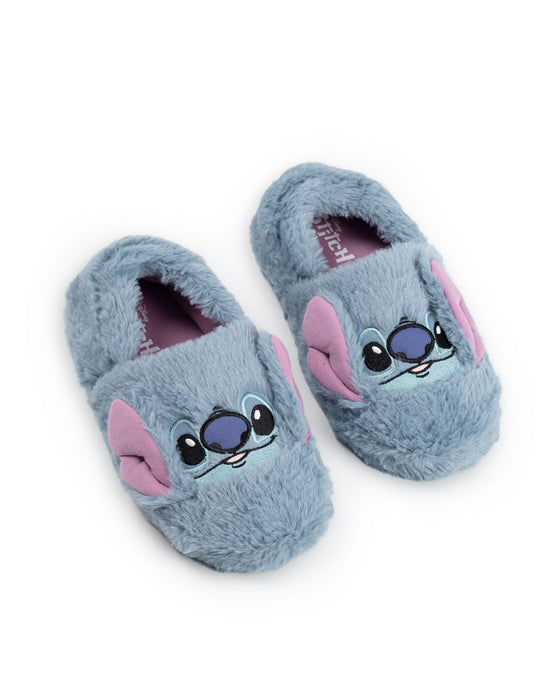 Lilo & Stitch Character Face Girls Blue Slip On Loafer Slippers