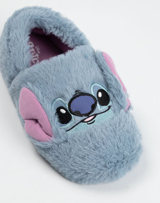 Lilo & Stitch Character Face Girls Blue Slip On Loafer Slippers