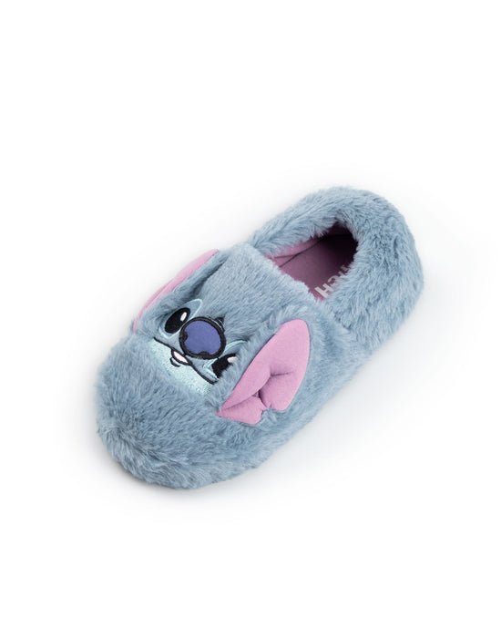 Lilo & Stitch Character Face Girls Blue Slip On Loafer Slippers