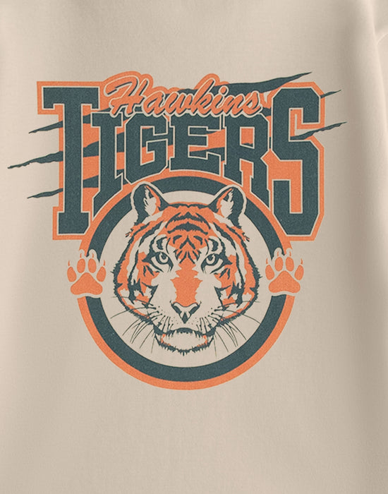 Stranger Things Hawkins Tigers Unisex Kids Beige Short Sleeved T-Shirt