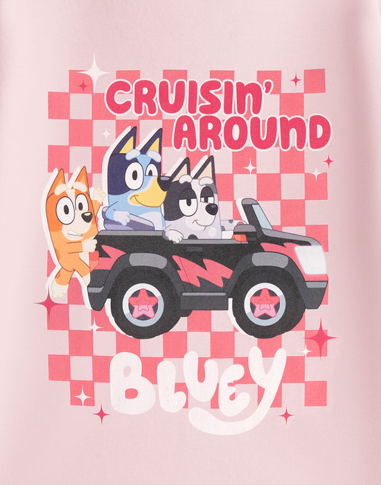 Bluey Cruisin' Around Girls Pink Short Sleeved T-Shirt