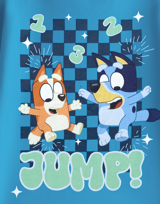 Bluey Jump Unisex Kids Blue Short Sleeved T-Shirt