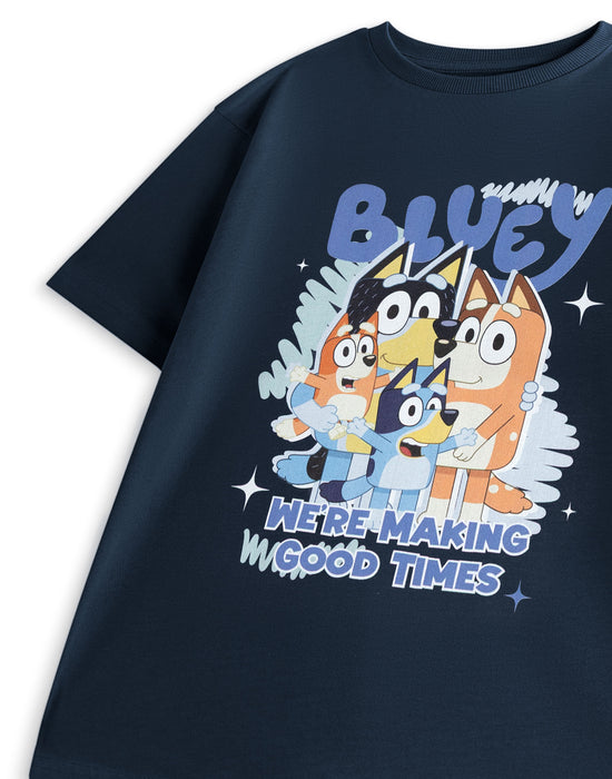 Bluey Good Times Unisex Kids Blue Short Sleeved T-Shirt