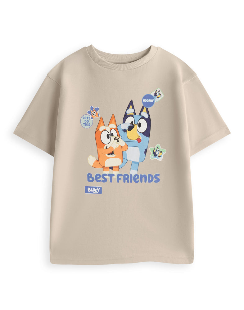 Bluey Best Friends Unisex Kids Beige Short Sleeved T-Shirt
