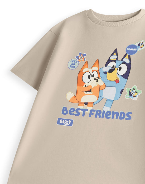 Bluey Best Friends Unisex Kids Beige Short Sleeved T-Shirt
