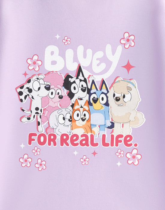 Bluey For Real Life Girls Purple Short Sleeved T-Shirt