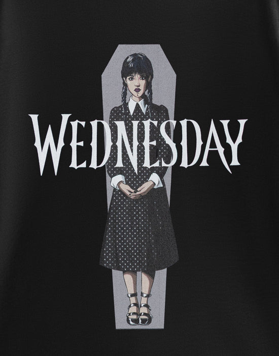 Wednesday Polka Dot Girls Black Short Sleeved T-Shirt