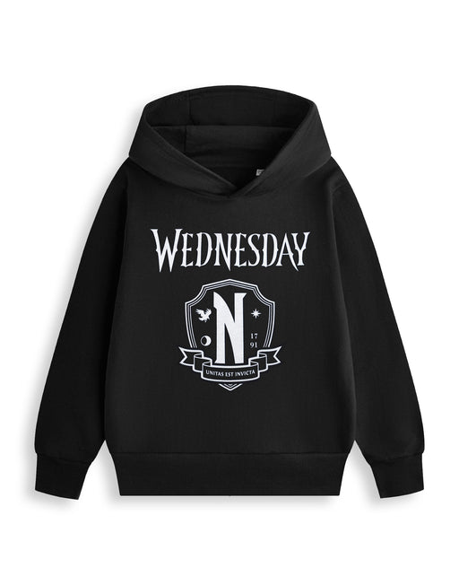 Wednesday Unitas Est Invicta Hoodie Girls Black Hoodie