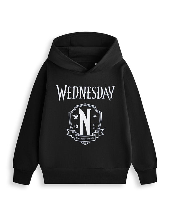 Wednesday Unitas Est Invicta Hoodie Girls Black Hoodie