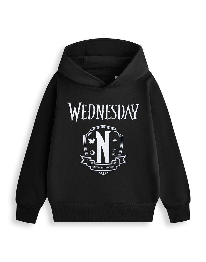 Wednesday Unitas Est Invicta Hoodie Girls Black Hoodie