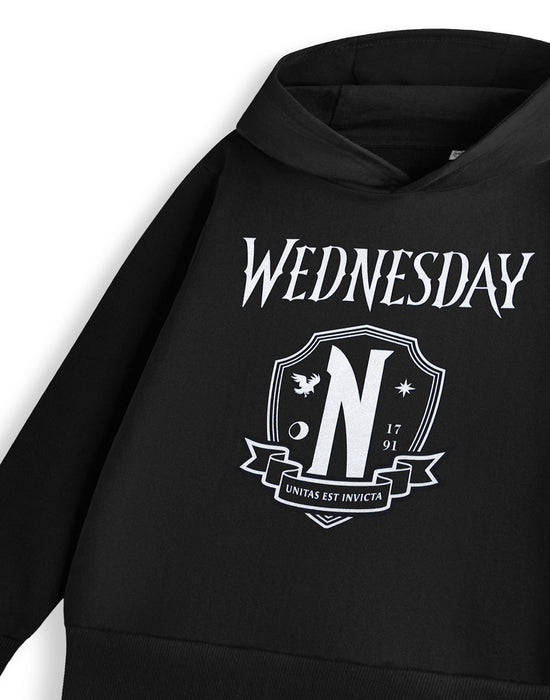 Wednesday Unitas Est Invicta Hoodie Girls Black Hoodie