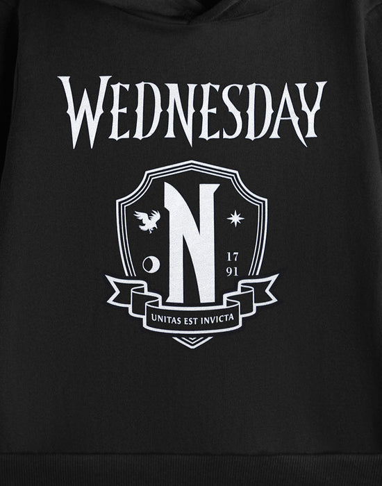 Wednesday Unitas Est Invicta Hoodie Girls Black Hoodie