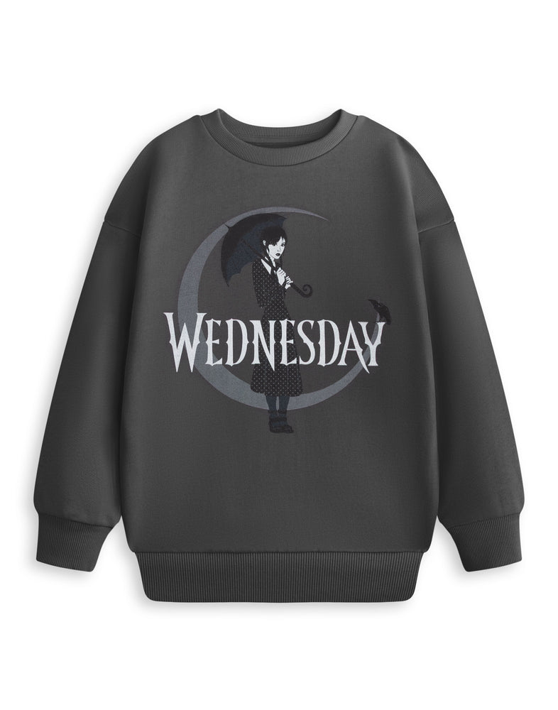 Wednesday Moon Girls Grey Sweatshirt