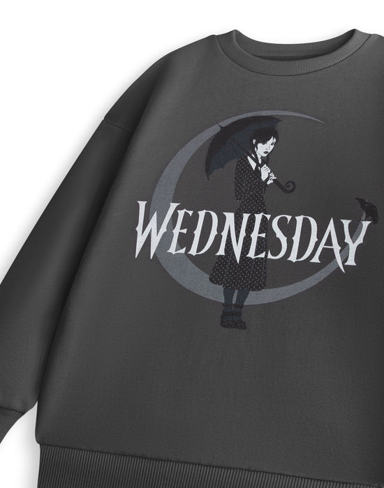 Wednesday Moon Girls Grey Sweatshirt
