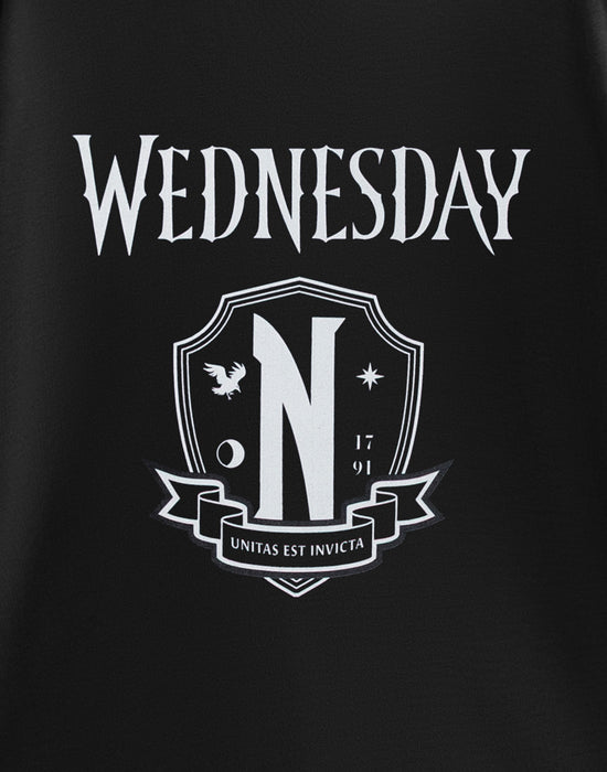 Wednesday Unitas Est Invicta Girls Black Short Sleeved T-Shirt