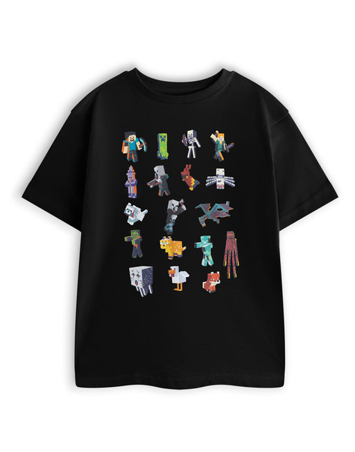 Minecraft Sprites Boys Black Short Sleeved T-Shirt