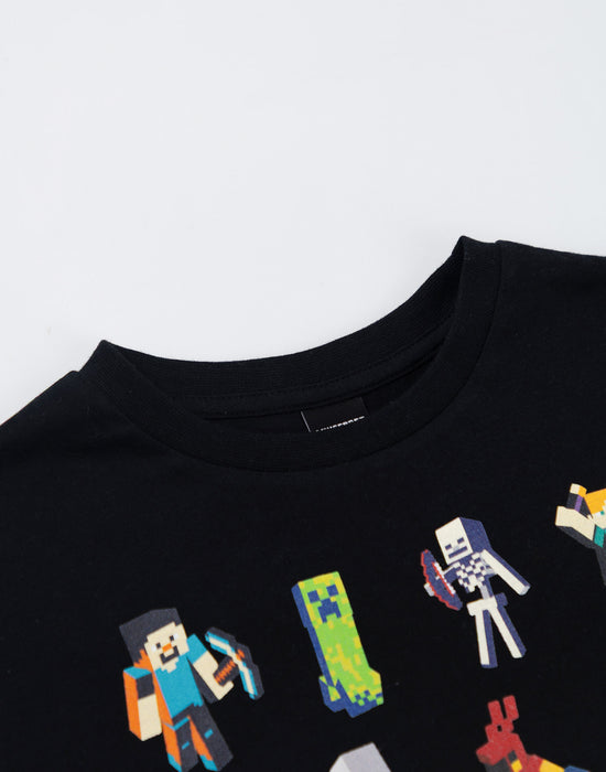 Minecraft Sprites Boys Black Short Sleeved T-Shirt