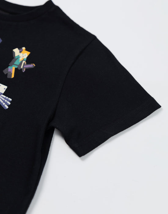 Minecraft Sprites Boys Black Short Sleeved T-Shirt