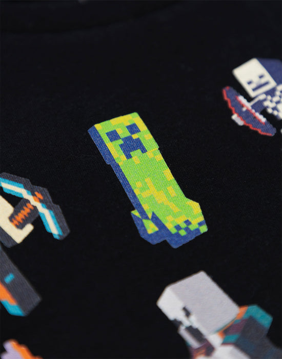 Minecraft Sprites Boys Black Short Sleeved T-Shirt