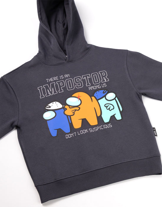Among Us Character Boys Grey Hoodie and Joggers Set
