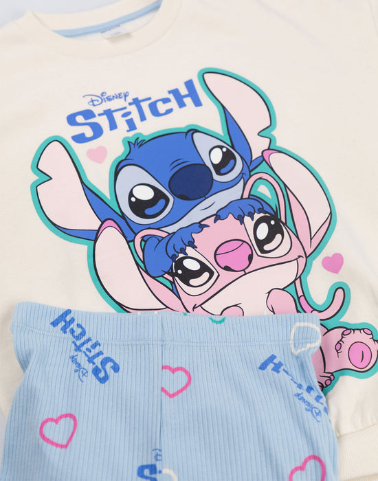 Disney Stitch Girls Multicoloured Sweatshirt and Joggers Set