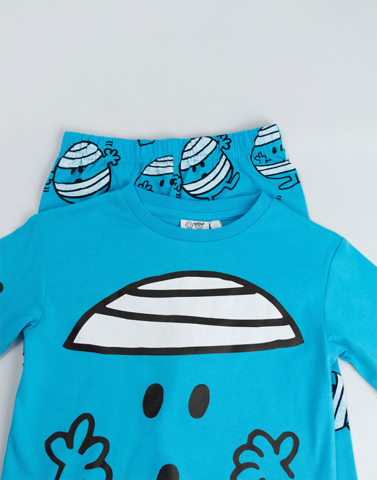 Mr. Men & Little Miss Mr Bump Boys Blue Long Sleeve Long Leg Pyjama Set