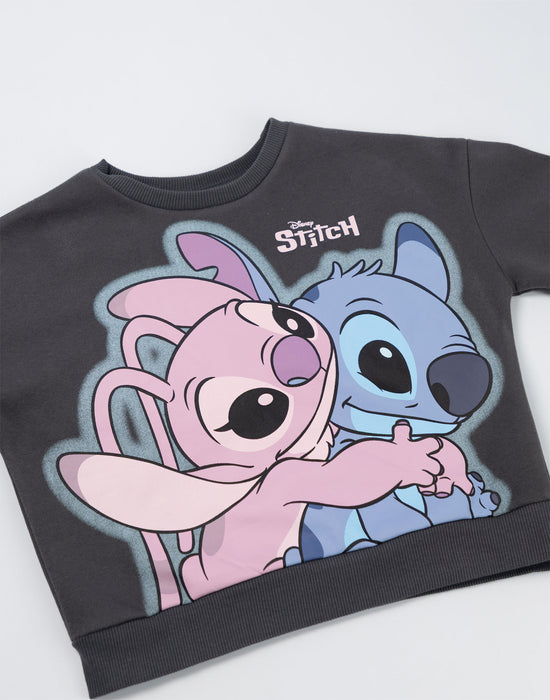 Disney Stitch Girls Grey Sweatshirt and Joggers Set