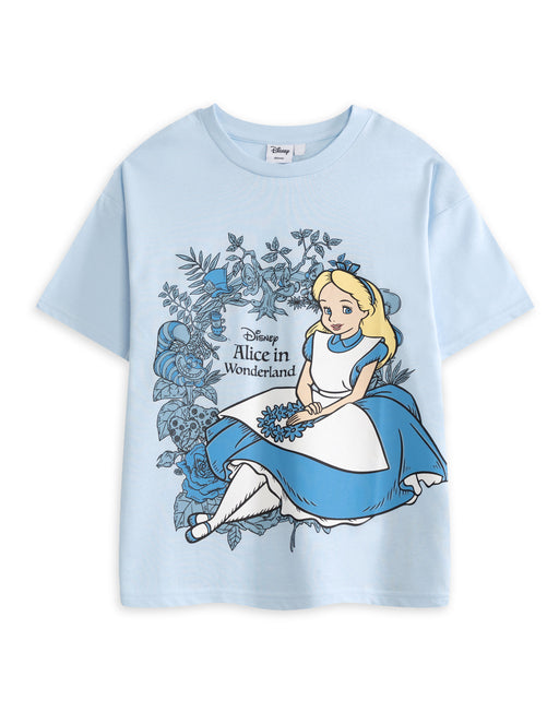 Disney Alice In Wonderland Girls Blue Short Sleeved T-Shirt