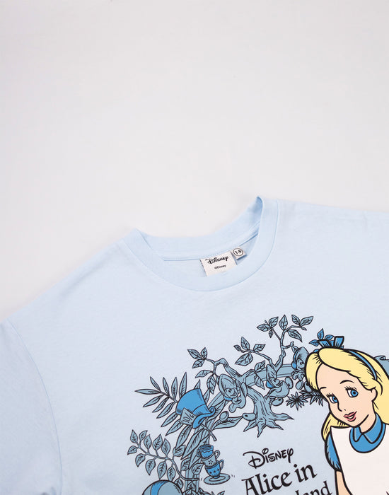 Disney Alice In Wonderland Girls Blue Short Sleeved T-Shirt