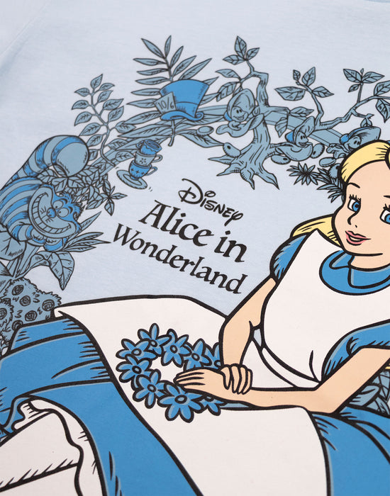 Disney Alice In Wonderland Girls Blue Short Sleeved T-Shirt