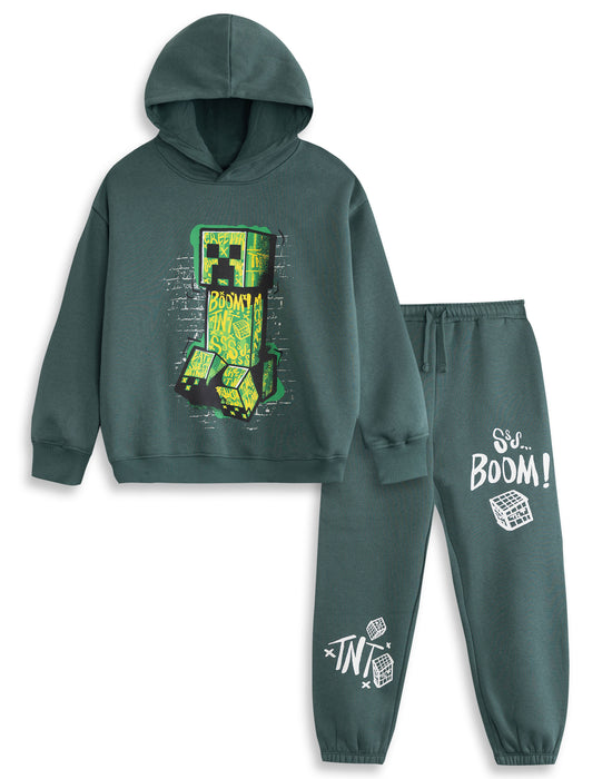 Minecraft Creeper Boys Green Sweatshirt and Joggers Set