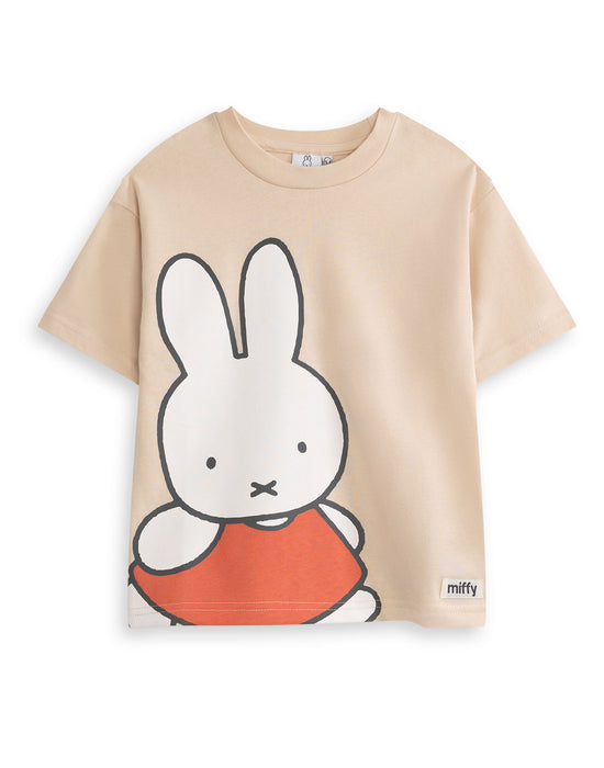 Miffy Character Face Girls Beige Short Sleeved T-Shirt