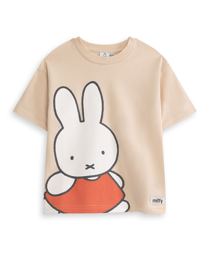 Miffy Character Face Girls Beige Short Sleeved T-Shirt