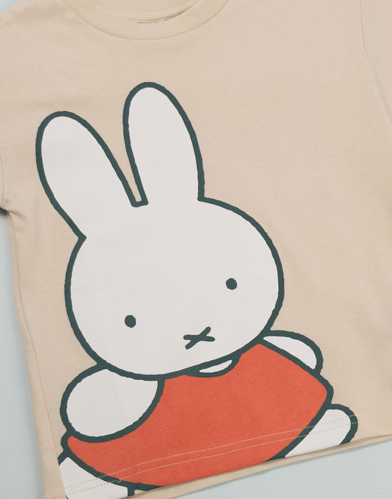 Miffy Character Face Girls Beige Short Sleeved T-Shirt