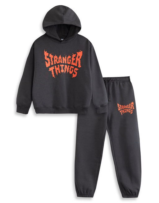 Stranger Things Logo Unisex Kids Grey Sweatshirt and Joggers Set