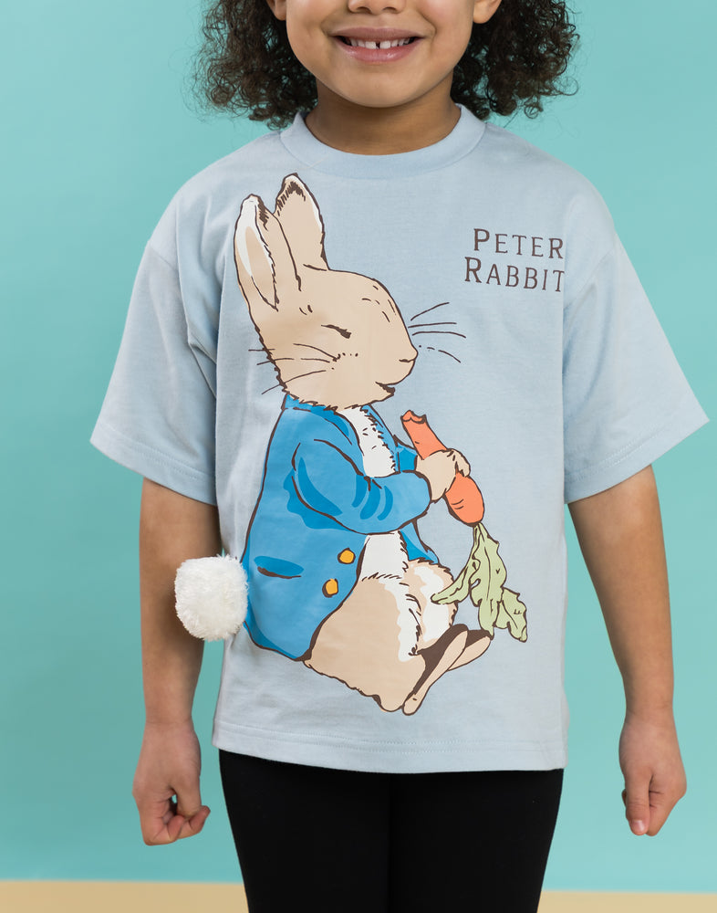 Peter Rabbit Character Unisex Kids Blue Short Sleeved T-Shirt