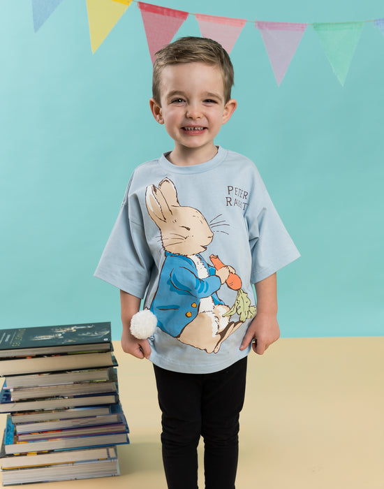 Peter Rabbit Character Unisex Kids Blue Short Sleeved T-Shirt