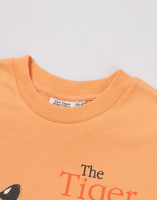 The Tiger Who Came To Tea Multi Character Boys Peach Short Sleeved T-Shirt