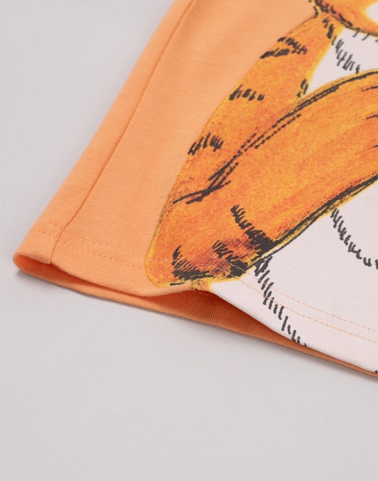 The Tiger Who Came To Tea Multi Character Boys Peach Short Sleeved T-Shirt