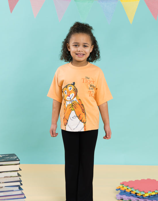 The Tiger Who Came To Tea Multi Character Boys Peach Short Sleeved T-Shirt